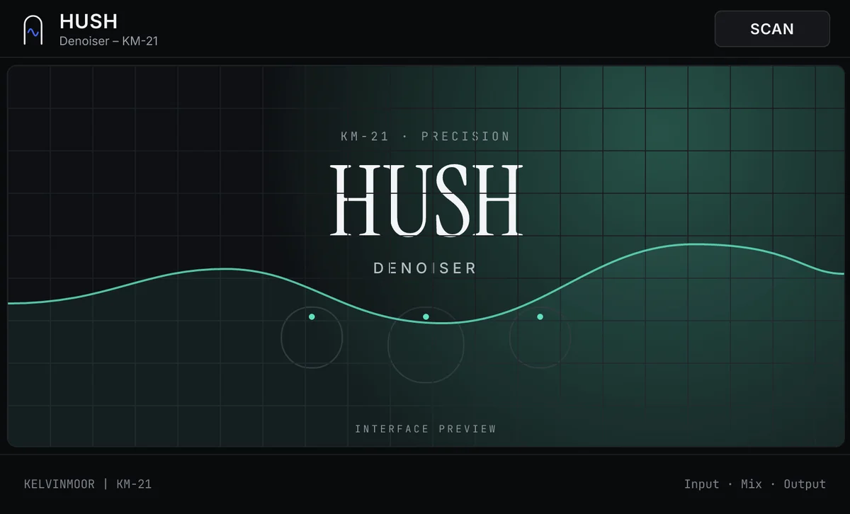 HUSH Denoiser, preview panel. The final interface is on its way.