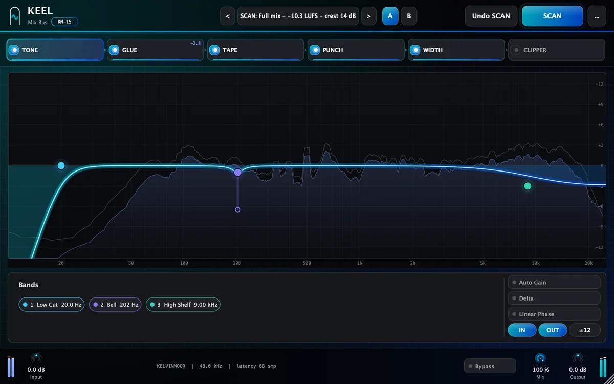 The KEEL Mix Bus plugin interface.