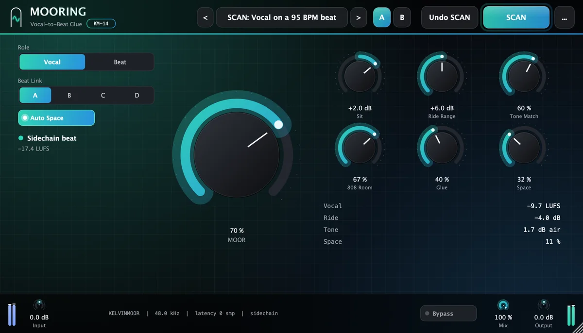 The MOORING Vox Glue plugin interface.